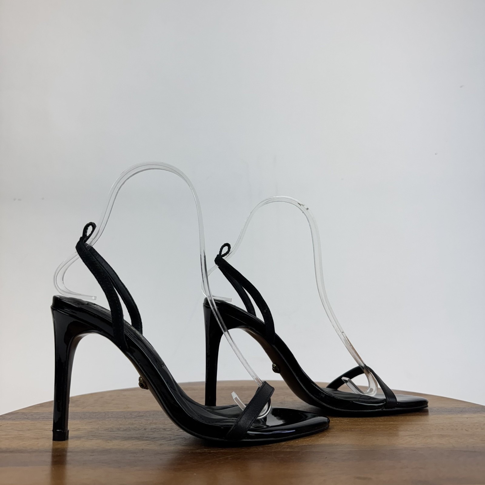 New Womens Kurt Geiger London Brixton Black Slingback Stiletto Sandals Size 35.5